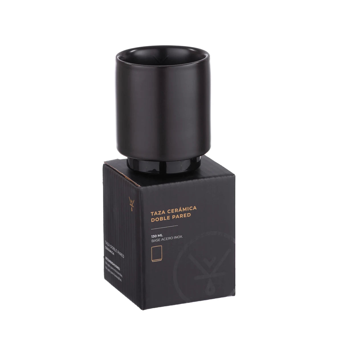 Taza ceramica doble pared 130ml negro mate caja regalo